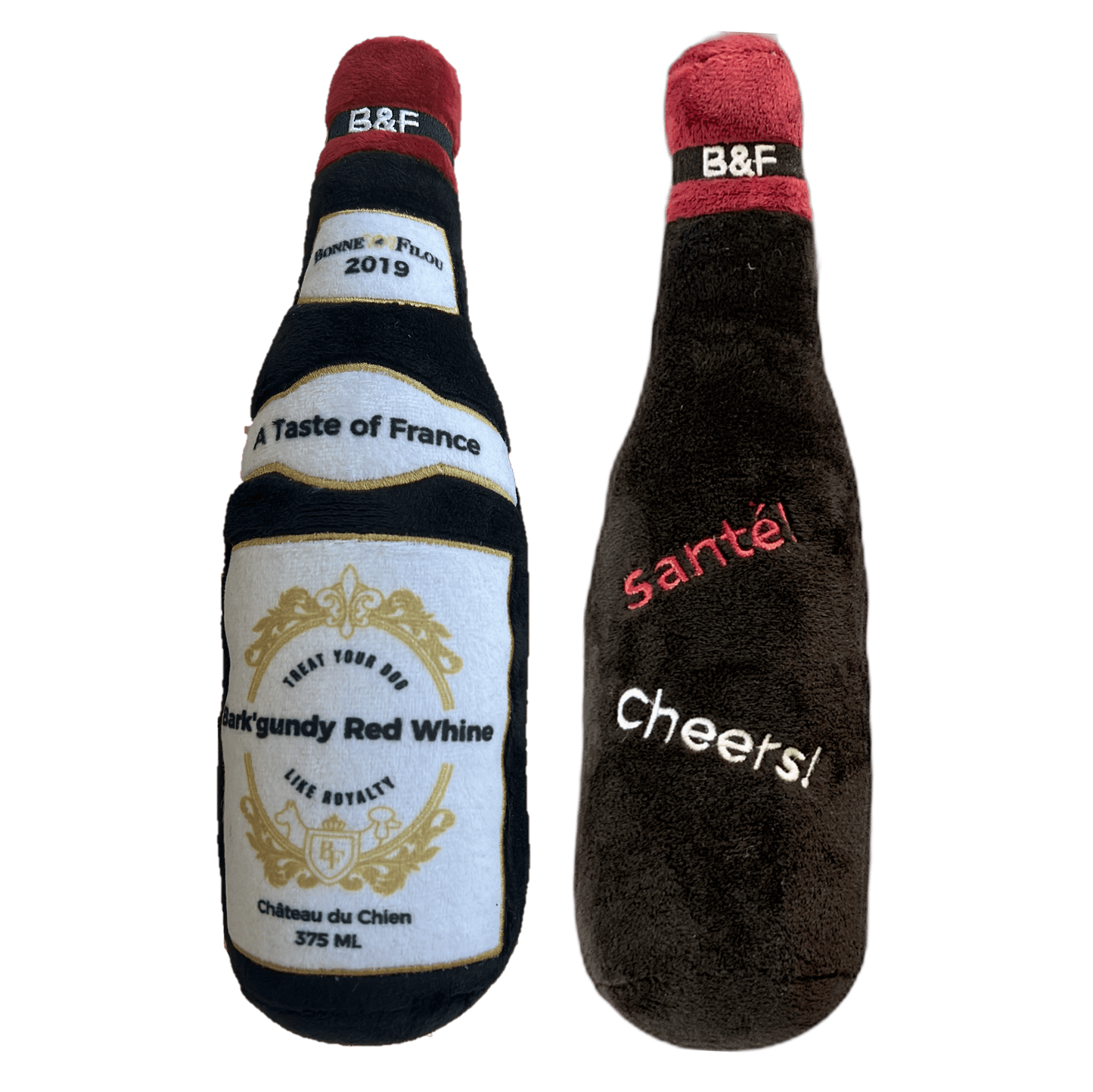 Wine Bottle Squeaky Dog Plush Toy (Bark'gundy Red Whine)