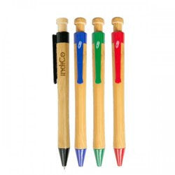 4 Pk Eco Retractable Bamboo Ballpoint Pen Black/blue/red/gre (pack of 12)