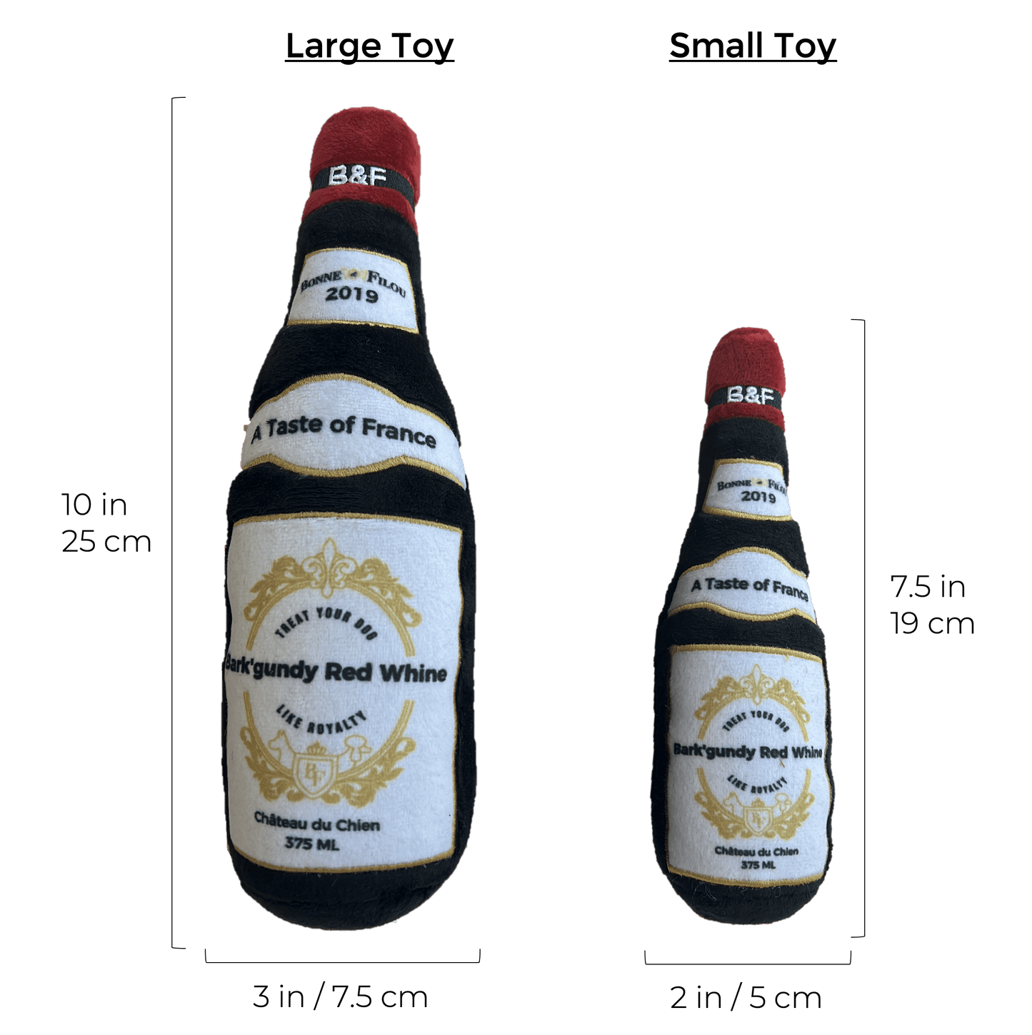 Wine Bottle Squeaky Dog Plush Toy (Bark'gundy Red Whine)